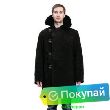 Полушубок Армейский Бекеша черного цвета, прямая